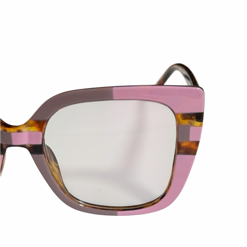 Oversized Square Cat-Eye Fashion Glasses Pink/Mauve Tortoise Stripe - Picture 10 of 16
